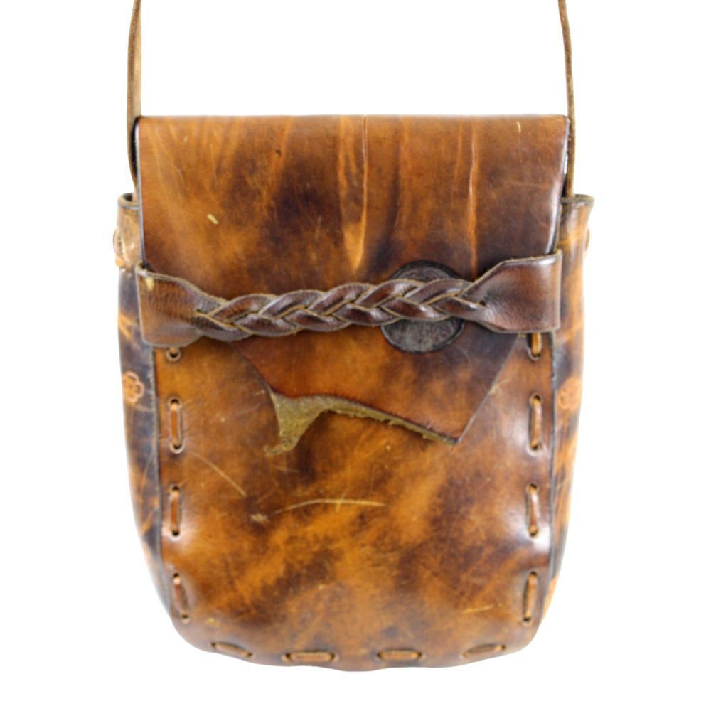 HANDCRAFTED SADDLE BROWN GENUINE LEATHER FLAP X-BODY SHOULDER BAG HANDBAG PURSE